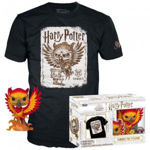 Pack Funko Pop + T-Shirt / Fawkes / Patronus Dumbledore / Harry Potter / Etiquette Glows in the dark