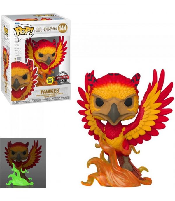 Pack Funko Pop + T-Shirt / Fawkes / Patronus Dumbledore / Harry Potter / Etiquette Glows in the dark