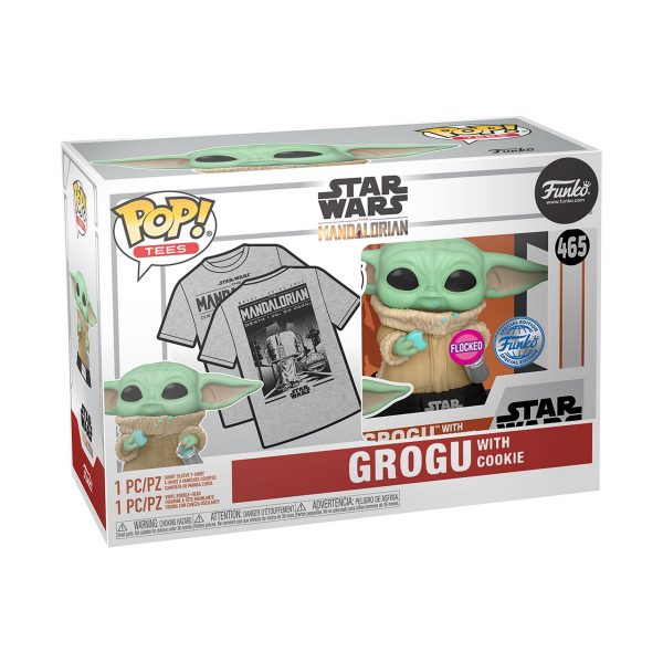 Pack Funko Pop + T-Shirt / Grogu Cookie / Star Wars / Etiquette Spécial Funko Flocked Only In Pop & Tee