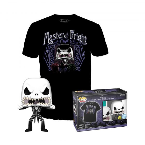 Pack Funko Pop + T-Shirt / Jack Skellington / L’étrange Noël de Mr. Jack / Etiquette Spécial Funko Glows In The Dark Pack Funko Pop + T-Shirt / Jack Skellington / L’étrange Noël de Mr. Jack / Etiquette Spécial Funko Glows In The Dark