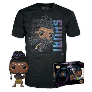 Pack Funko Pop + T-Shirt / Shuri / Black Panther / Marvel / Etiquette Glows In The Dark Legacy Collection