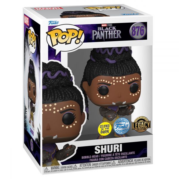 Pack Funko Pop + T-Shirt / Shuri / Black Panther / Marvel / Etiquette Glows In The Dark Legacy Collection