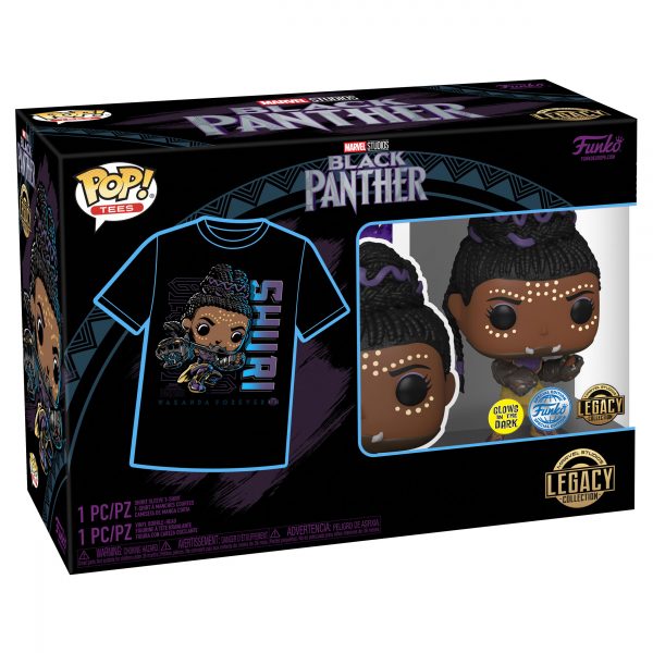 Pack Funko Pop + T-Shirt / Shuri / Black Panther / Marvel / Etiquette Glows In The Dark Legacy Collection