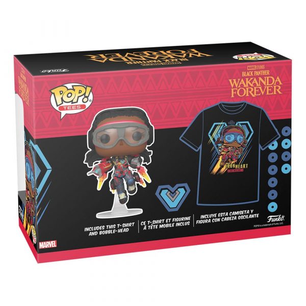 Pack Funko Pop + T-Shirt / Ironheart MK1 / Black Panther Wakanda Forever / Marvel / Glows In The Dark