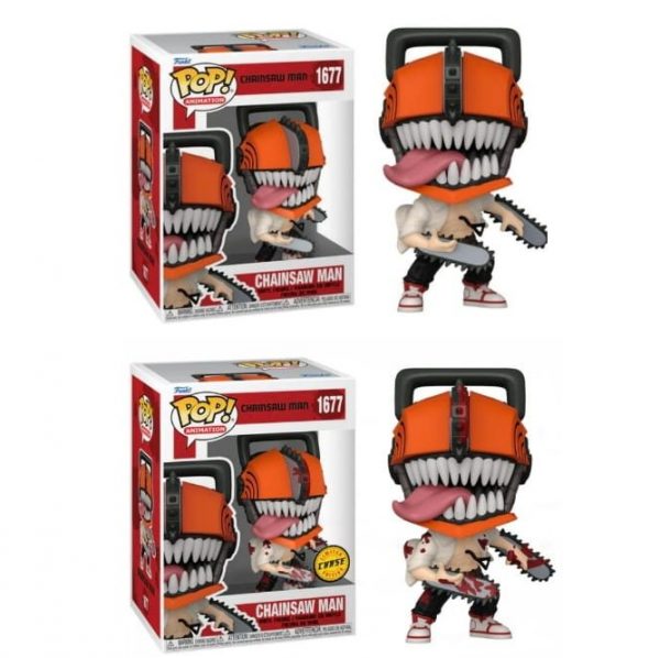 Lot 2 Figurines Funko Pop / Chainsaw Man N°1677 / Chainsaw Man / ( 1 Chase + 1 Normal )