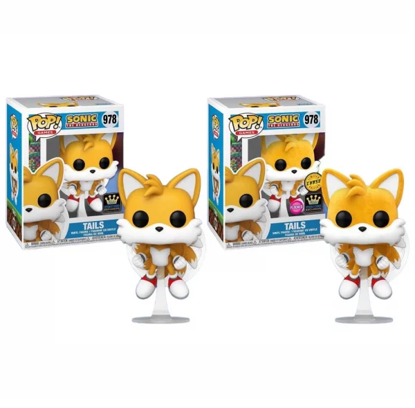 Lot 2 Figurines Funko Pop / Tails N°978 / Sonic / Funko Specialty Series Exclusive / ( 1 Flocked Chase + 1 Normal )