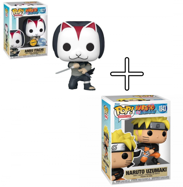 Lot 2 Figurines Funko Pop / Anbu Itachi N°1027 "Chase" & Naruto Uzumaki N°1843 / Shippuden