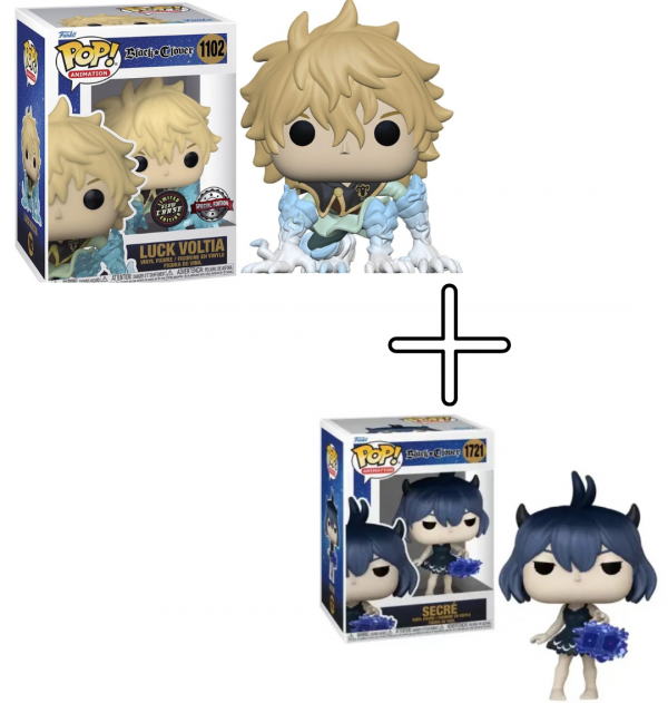 Lot 2 Figurines Funko Pop / Luck Voltia N°1102 "Glow Chase" & Secré N°1721 / Black Clover