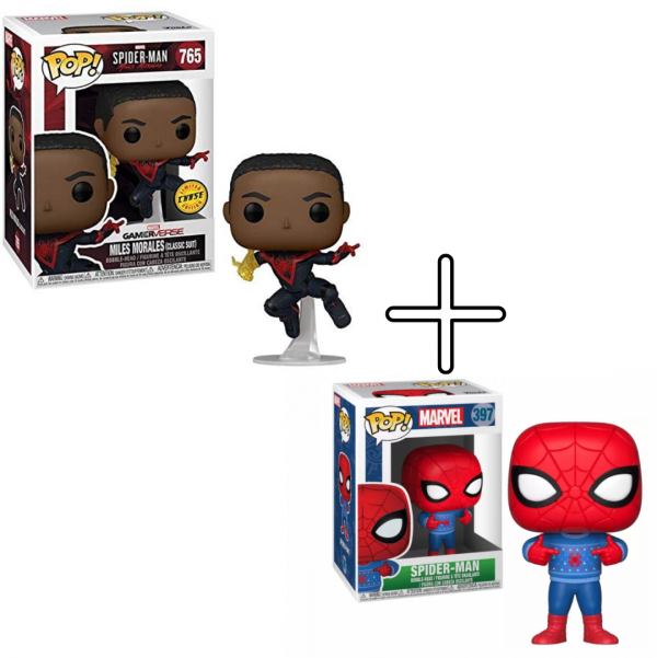 Lot 2 Figurines Funko Pop / Miles Morales "Chase" N°765 & Spider-Man N°397 / Marvel