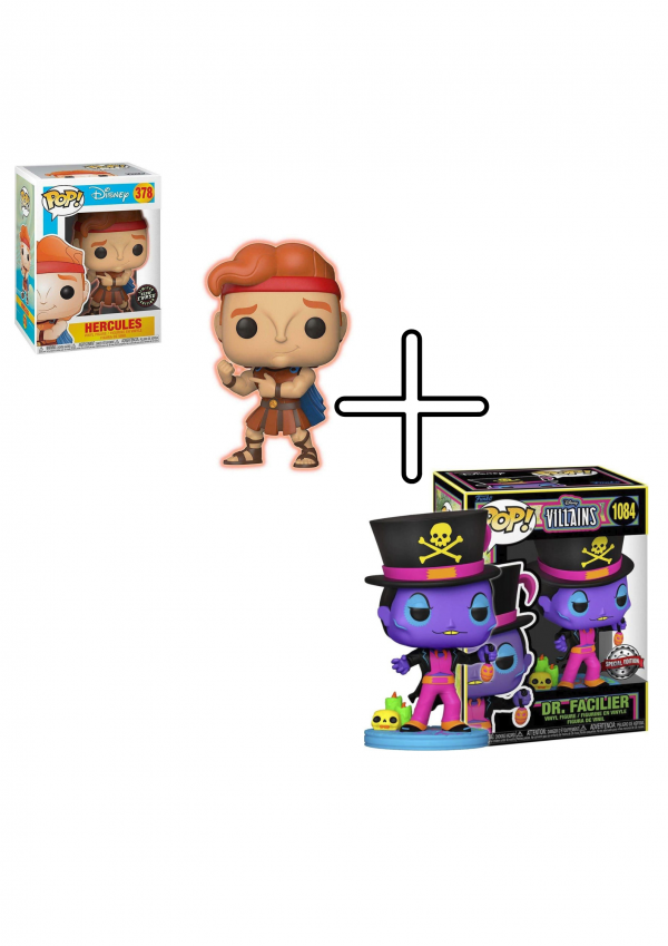 Lot 2 Figurines Funko Pop / Hercules "Chase" N°378 & Dr. Facilier "Spécial édition" N°1084 / Disney